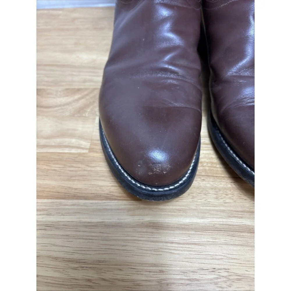 Justin Mens Boots Brown Size 9.5 D Comb Last Roper Leather Wester Pull On
